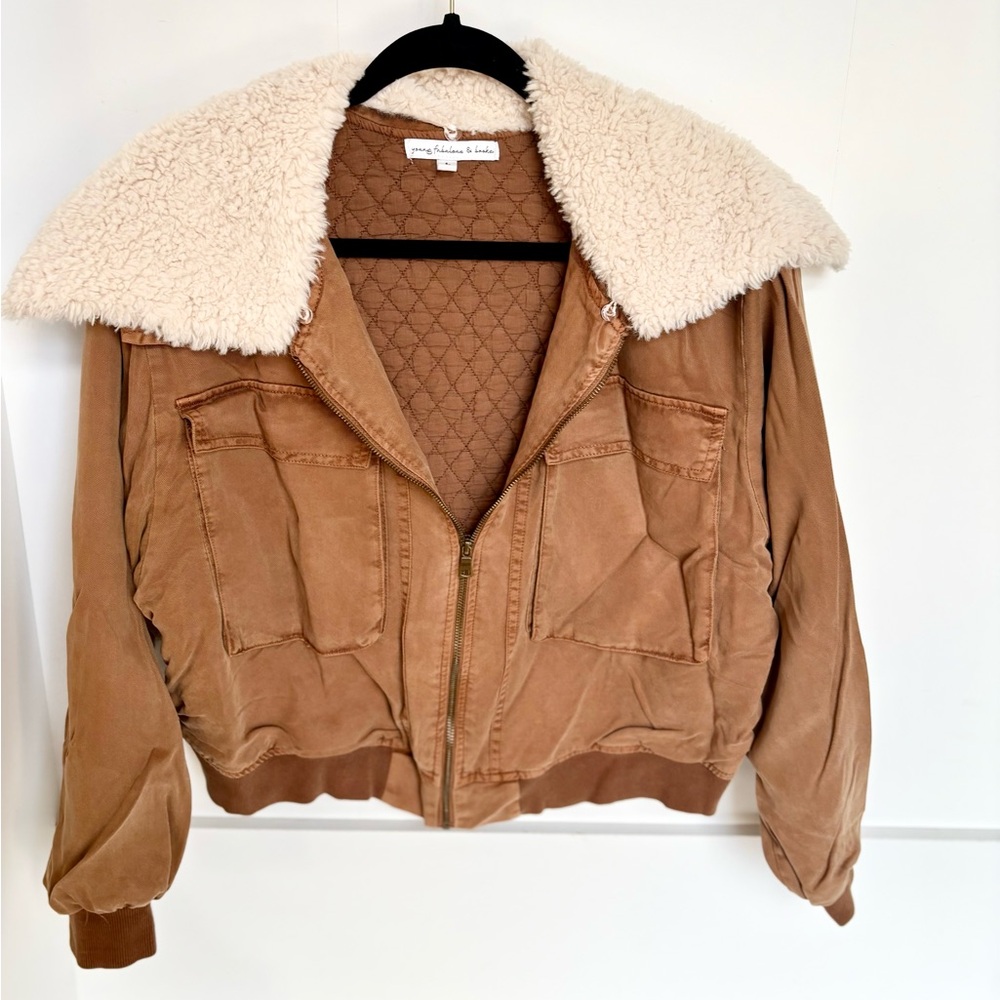 Young Fabulous & Broke Brown Sherpa-Lined Utility Jacket